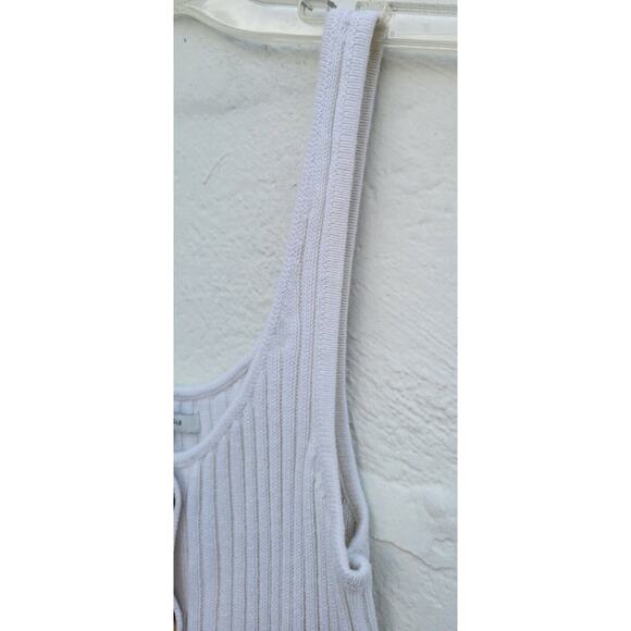 American Eagle Ribbed Knit Tank Button Front Cream Ivory Medium Neutral - Picture 6 of 6